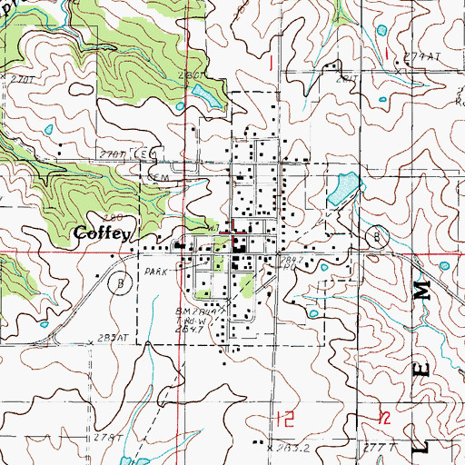 Topographic Map of City of Coffey, MO