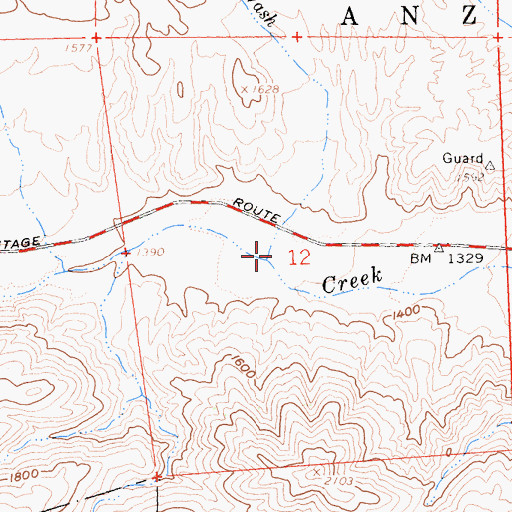 Topographic Map of Bisnaga Alta Wash, CA