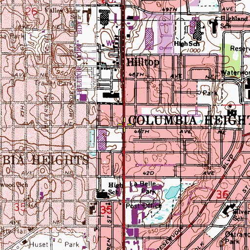 Topographic Map of City of Columbia Heights, MN