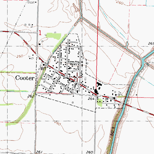 Topographic Map of City of Cooter, MO