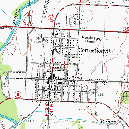 Topographic Map of City of Correctionville, IA