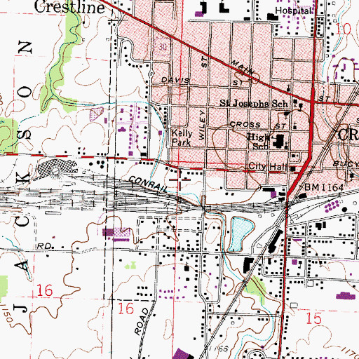 Topographic Map of Village of Crestline, OH