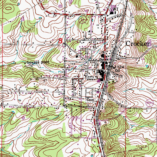 Topographic Map of City of Crocker, MO