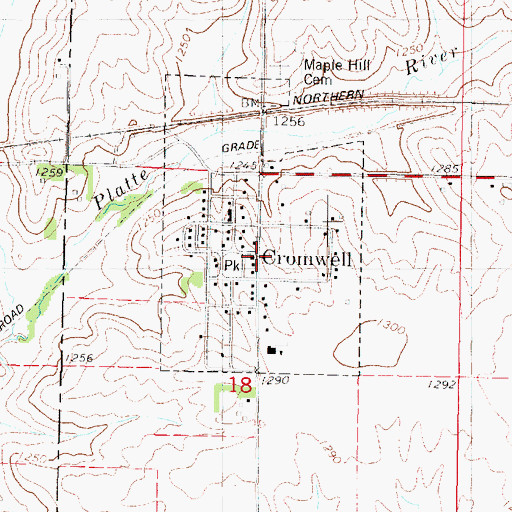 Topographic Map of City of Cromwell, IA
