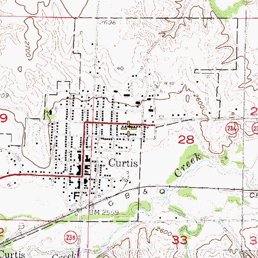 Topographic Map of City of Curtis, NE