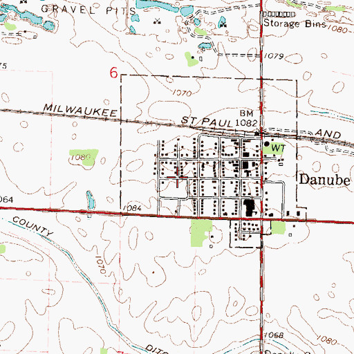Topographic Map of City of Danube, MN