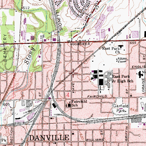 Topographic Map of City of Danville, IL