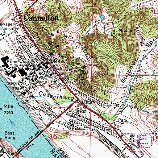 Topographic Map of City of Cannelton, IN