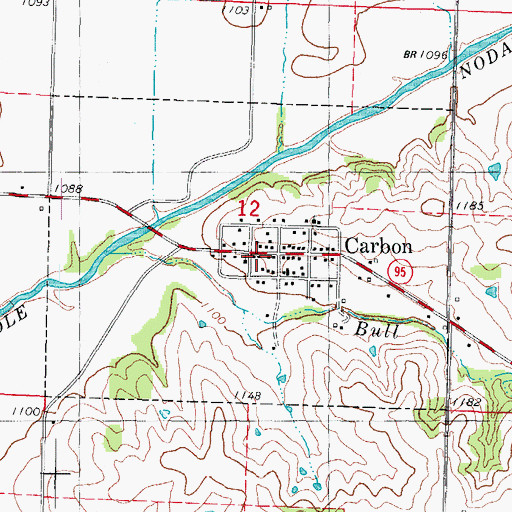 Topographic Map of City of Carbon, IA