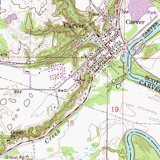 Topographic Map of City of Carver, MN