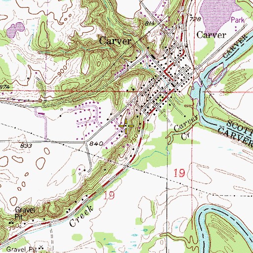 Topographic Map of City of Carver, MN