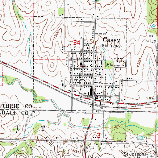 Topographic Map of City of Casey, IA
