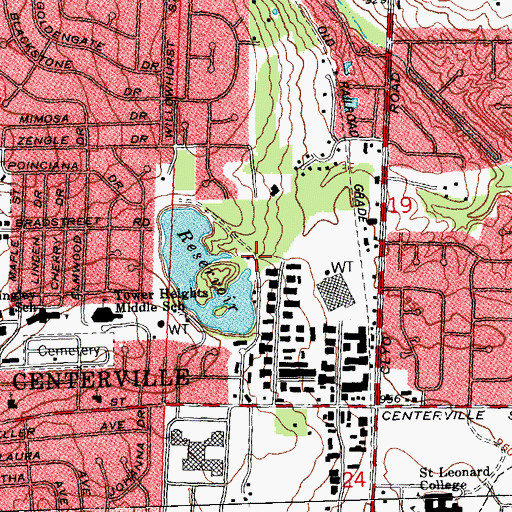 Topographic Map of City of Centerville, OH
