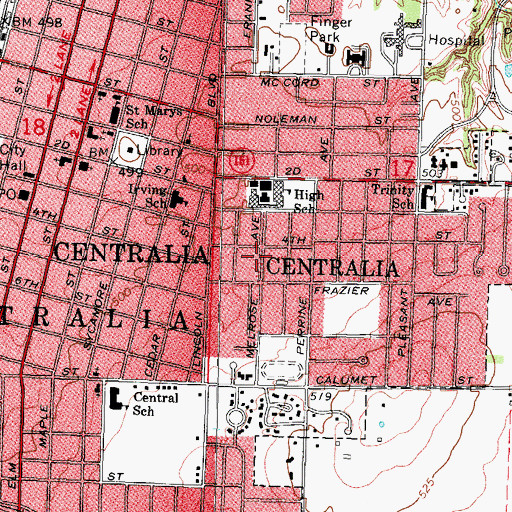 Topographic Map of City of Centralia, IL