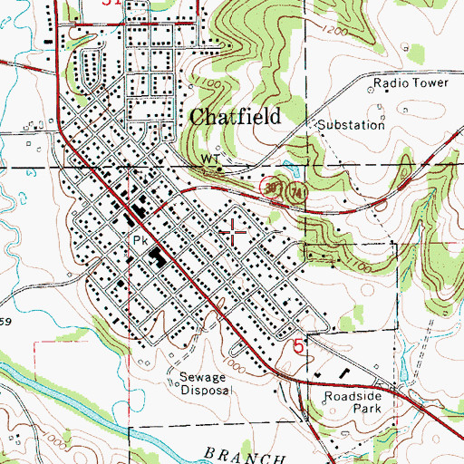 Topographic Map of City of Chatfield, MN