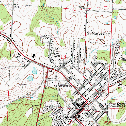Topographic Map of City of Chester, IL