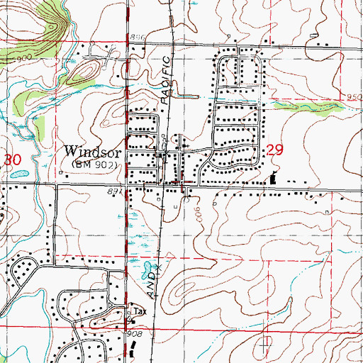 Topographic Map of Windsor Census Designated Place, WI