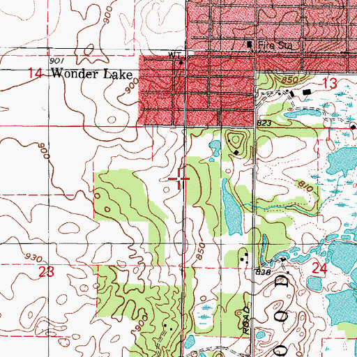 Topographic Map of Wonder Lake Census Designated Place (historical), IL