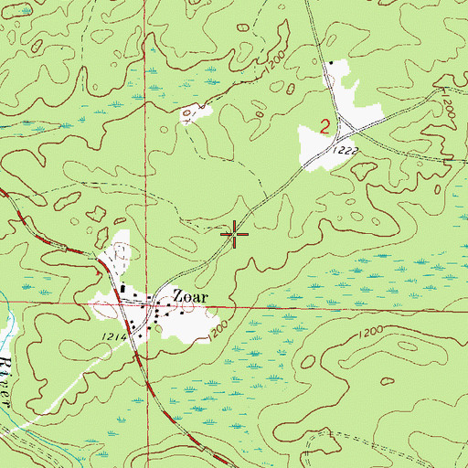 Topographic Map of Zoar Census Designated Place, WI