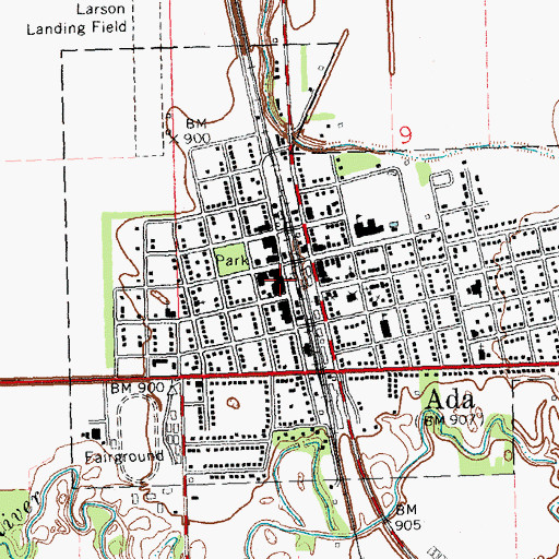 Topographic Map of City of Ada, MN