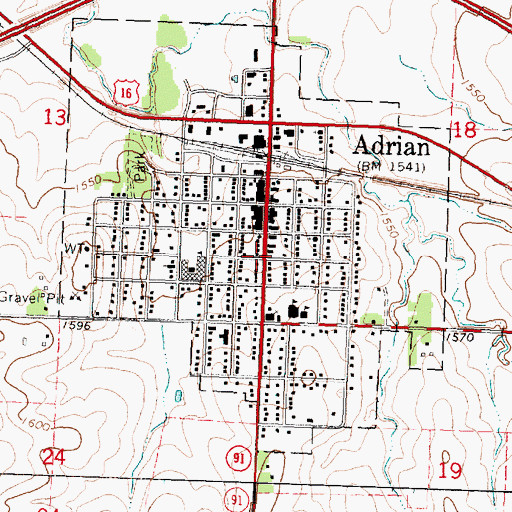 Topographic Map of City of Adrian, MN