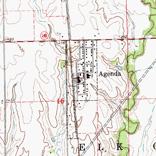 Topographic Map of City of Agenda, KS
