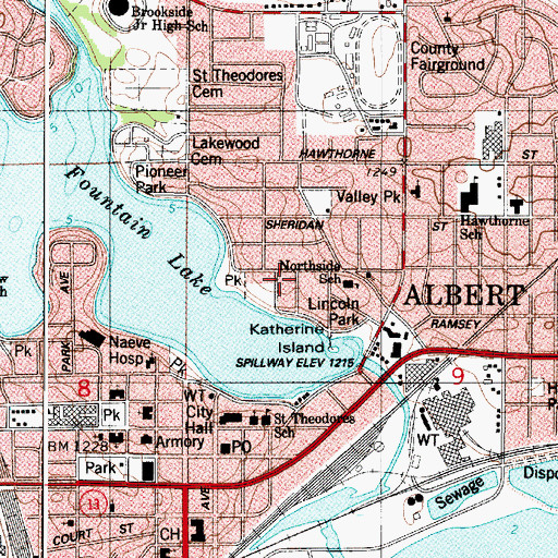 Topographic Map of City of Albert Lea, MN
