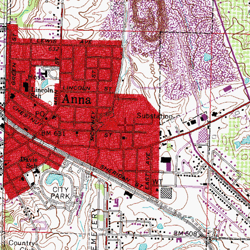Topographic Map of City of Anna, IL