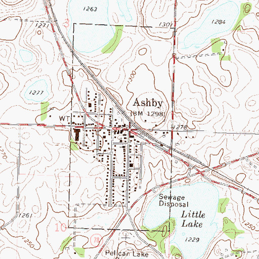 Topographic Map of City of Ashby, MN