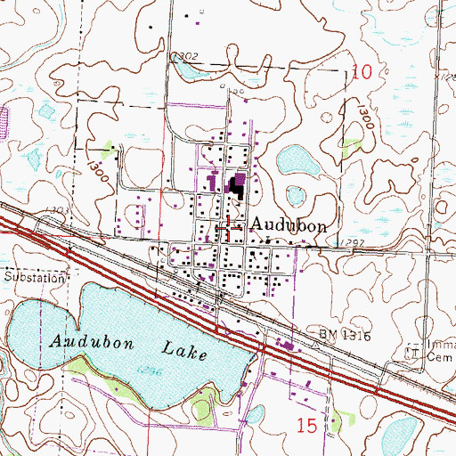 Topographic Map of City of Audubon, MN