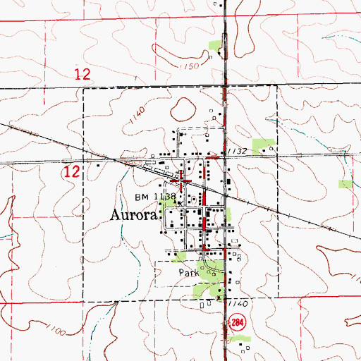Topographic Map of City of Aurora, IA