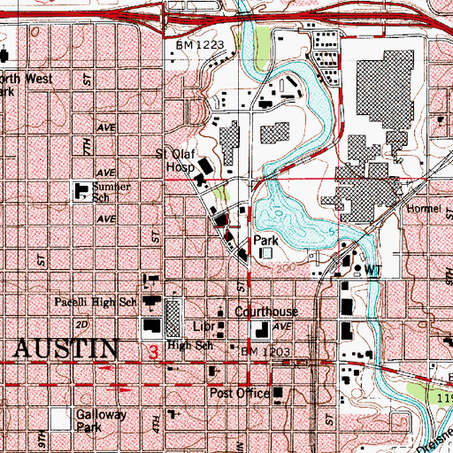 Topographic Map of City of Austin, MN