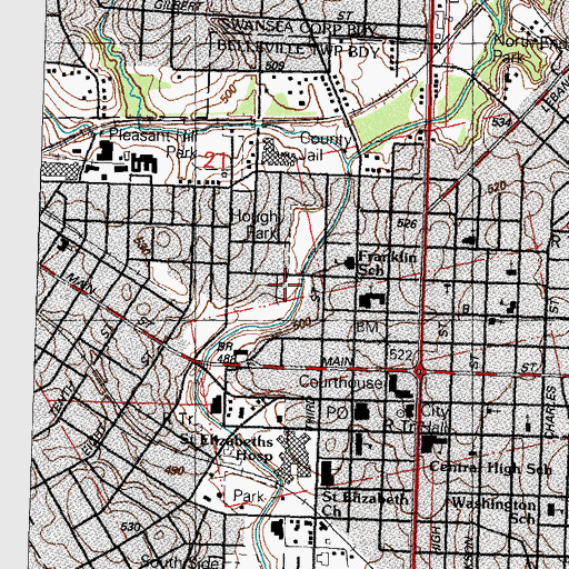 Topographic Map of City of Belleville, IL