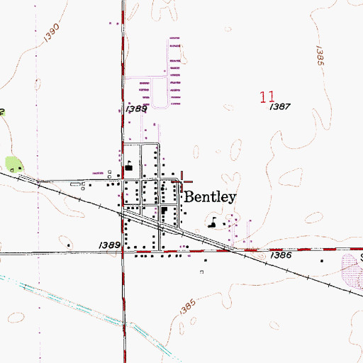 Topographic Map of City of Bentley, KS