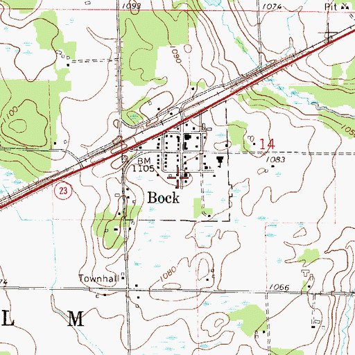 Topographic Map of City of Bock, MN