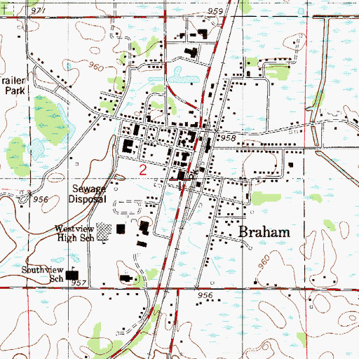 Topographic Map of City of Braham, MN