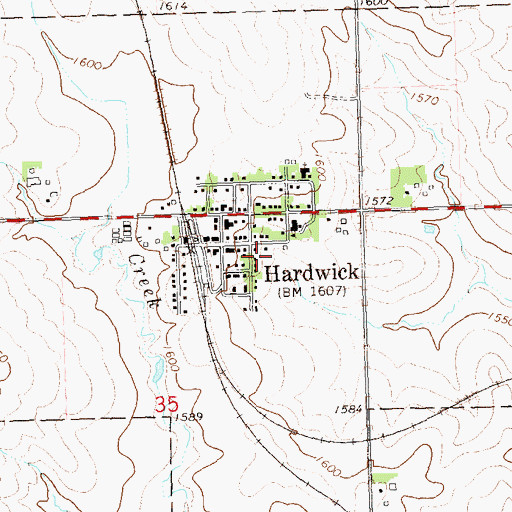 Topographic Map of City of Hardwick, MN