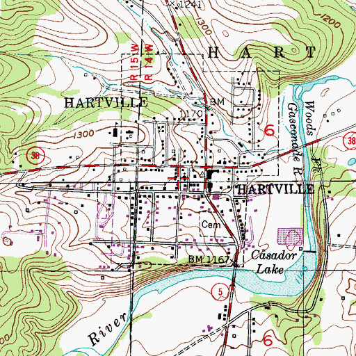Topographic Map of City of Hartville, MO