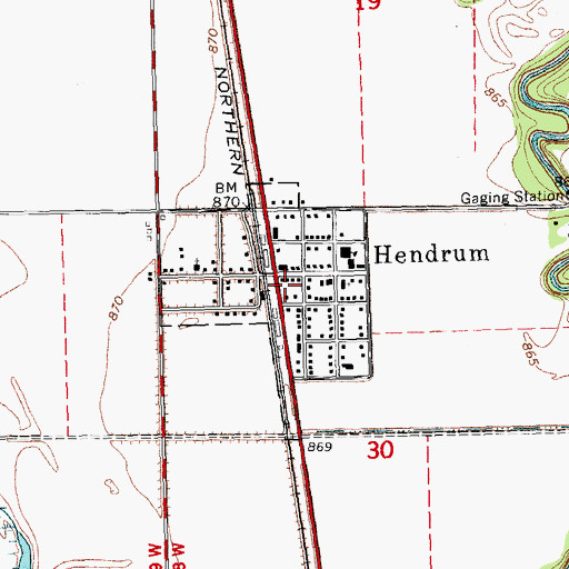 Topographic Map of City of Hendrum, MN