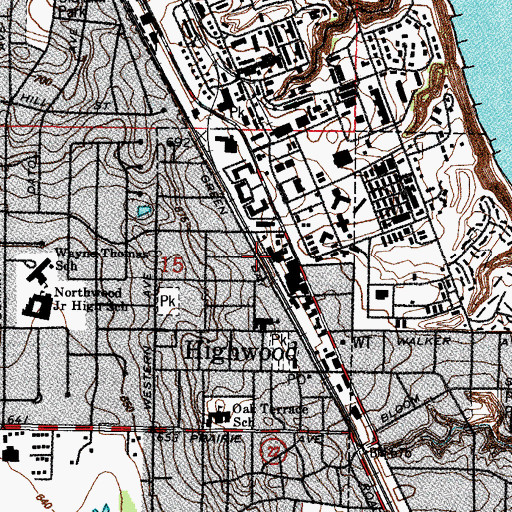 Topographic Map of City of Highwood, IL