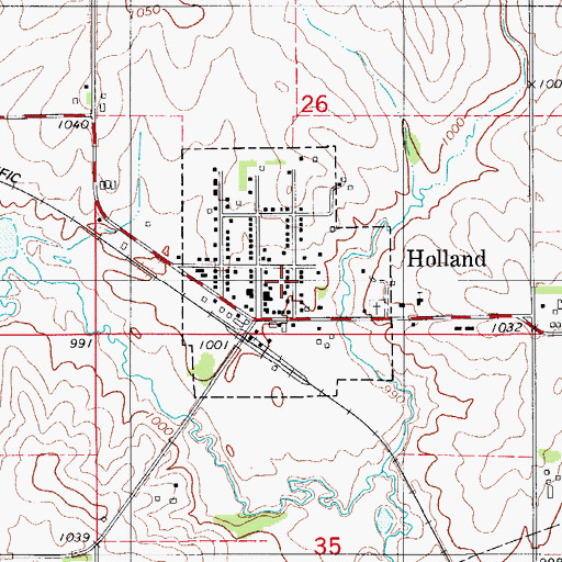 Topographic Map of City of Holland, IA