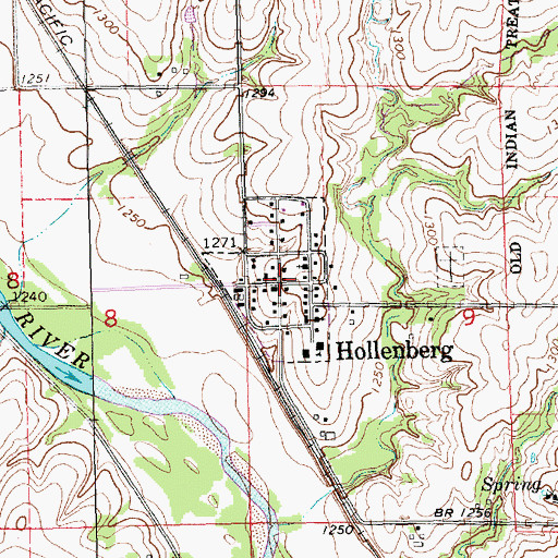 Topographic Map of City of Hollenberg, KS