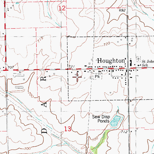 Topographic Map of City of Houghton, IA