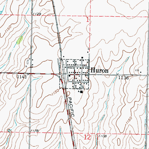 Topographic Map of City of Huron, KS