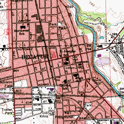 Topographic Map of City of Decatur, IN
