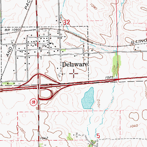 Topographic Map of City of Delaware, IA