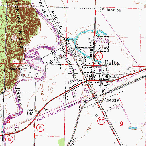 Topographic Map of City of Delta, MO