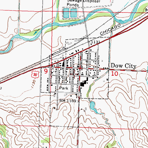 Topographic Map of City of Dow City, IA