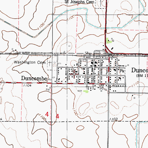 Topographic Map of City of Duncombe, IA