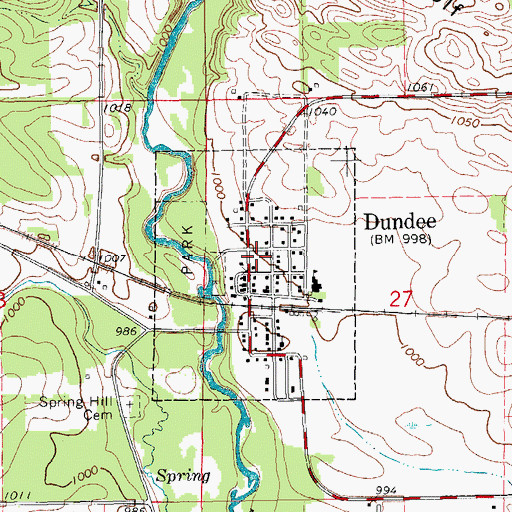 Topographic Map of City of Dundee, IA